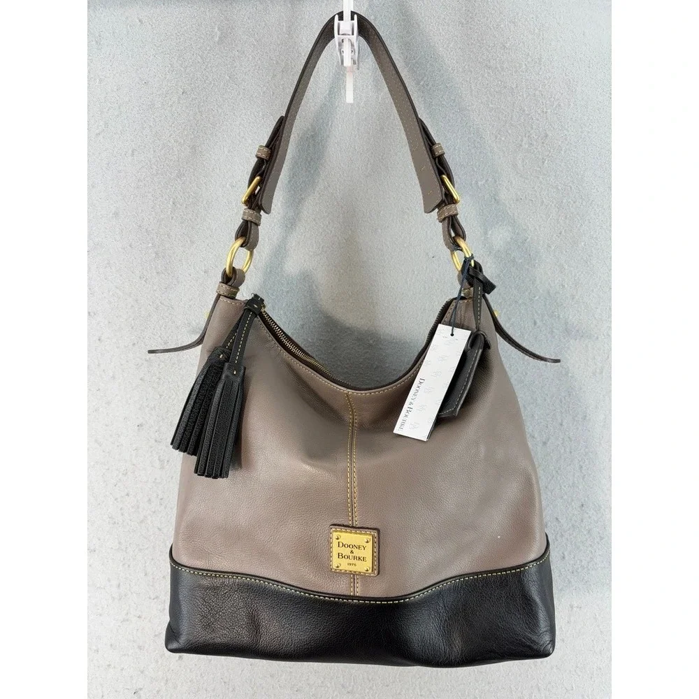 Dooney & Bourke Hobo Bag & Wallet Large Mushroom Black Leather Tassel CF937